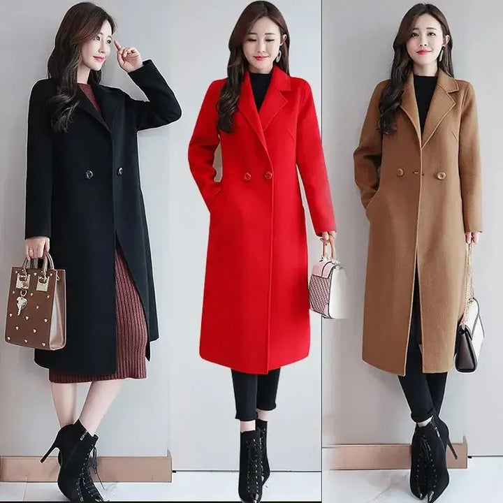 Women's Loose-Fit Woolen Overcoat – Medium-Length Korean Style