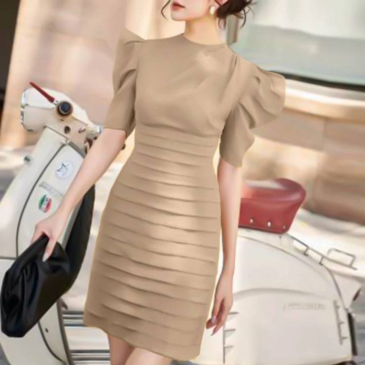 ZANZEA Summer Pleated Puff Sleeve Dress - Sexy O-Neck Slimming Party Sundress