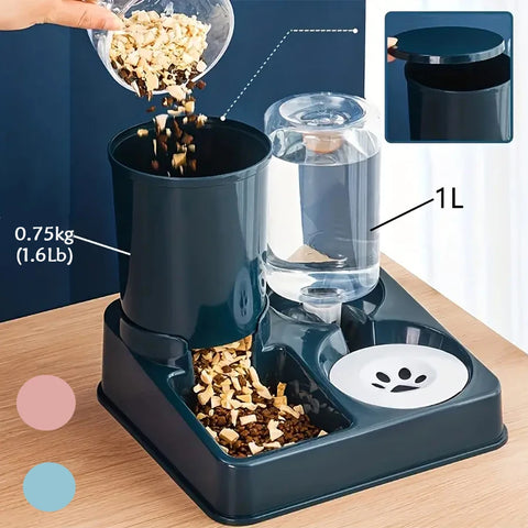 2-in-1 Automatic Cat Feeder and Water Dispenser Set