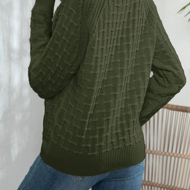 Casual Round Neck Twisted Button Sweater - Long Sleeve Knitted Pullover