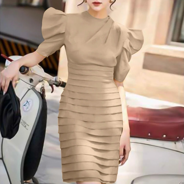 ZANZEA Summer Pleated Puff Sleeve Dress - Sexy O-Neck Slimming Party Sundress