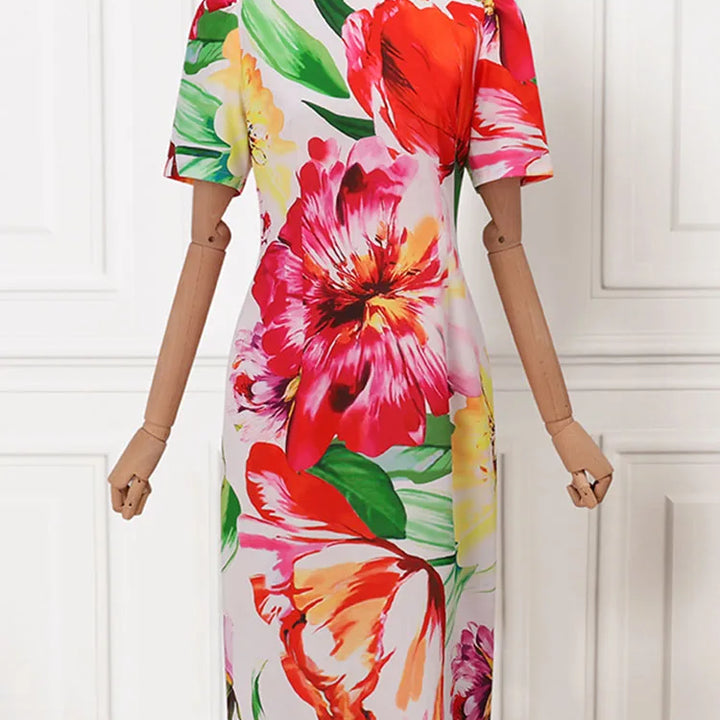 ZANZEA Bohemian Floral Midi Dress - Sexy Slim Fit Puff Sleeve Party Sundress