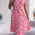 Spring Summer Elegant Love Print Dress Short Sleeve Folded Dresses