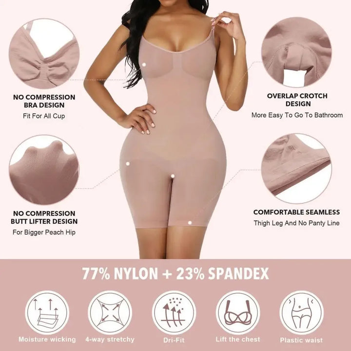 2PCS Seamless Compression Bodysuit – Open Crotch, Slimming Butt Lifter Shapewear