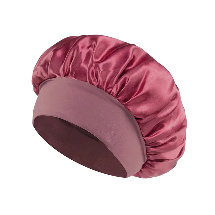 Women's Satin Sleeping Bonnet – Wide-Brimmed, Elastic Band, Hair Care Cap