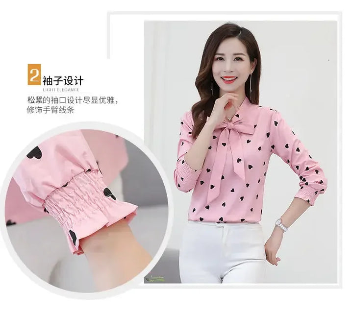 Women's Chiffon Blouse - Long Sleeve Spring Shirt