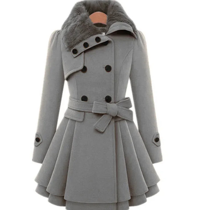 Women's Woolen Jacket - Slimming Double-Breasted Narrow Fit Overcoat