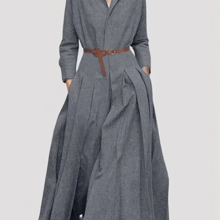 ZANZEA Spring Office Maxi Dress - Casual Oversized Lapel A-line Long Sleeve Dress