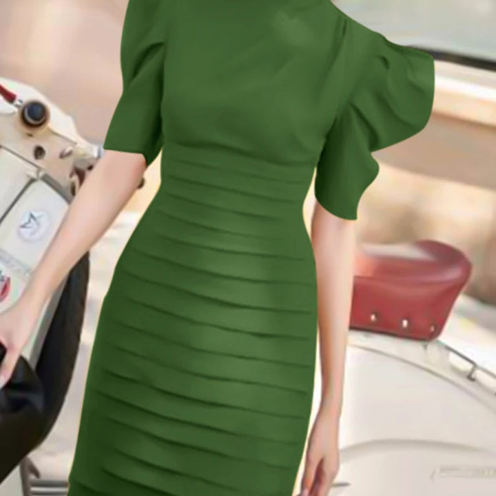 ZANZEA Summer Pleated Puff Sleeve Dress - Sexy O-Neck Slimming Party Sundress