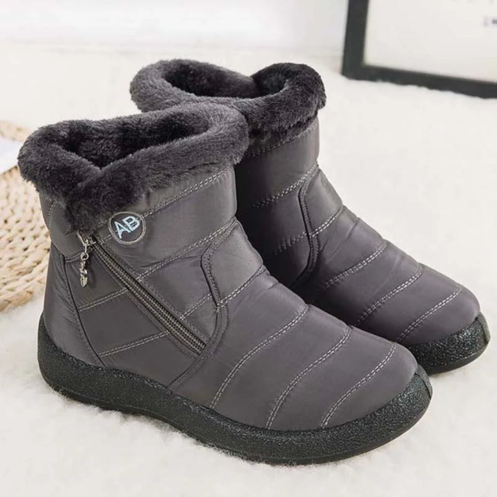 Women's Waterproof Winter Boots with Zipper and Soft Fur