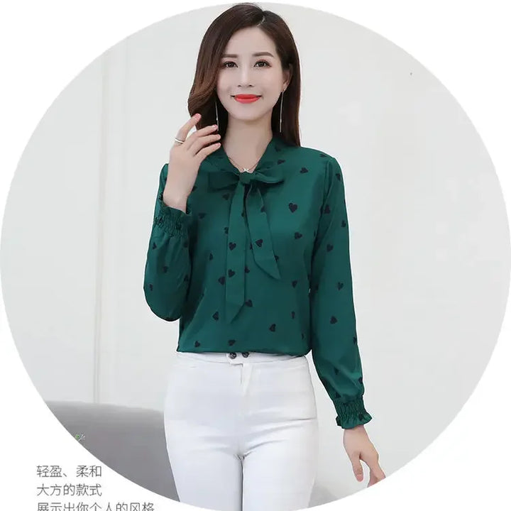 Women's Chiffon Blouse - Long Sleeve Spring Shirt