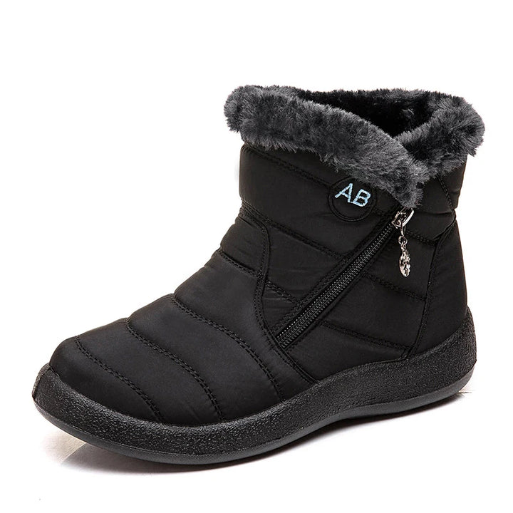 Women's Waterproof Winter Boots with Zipper and Soft Fur