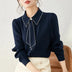 Women's Ribbon Chiffon Shirt - Patchwork French Office Workwear