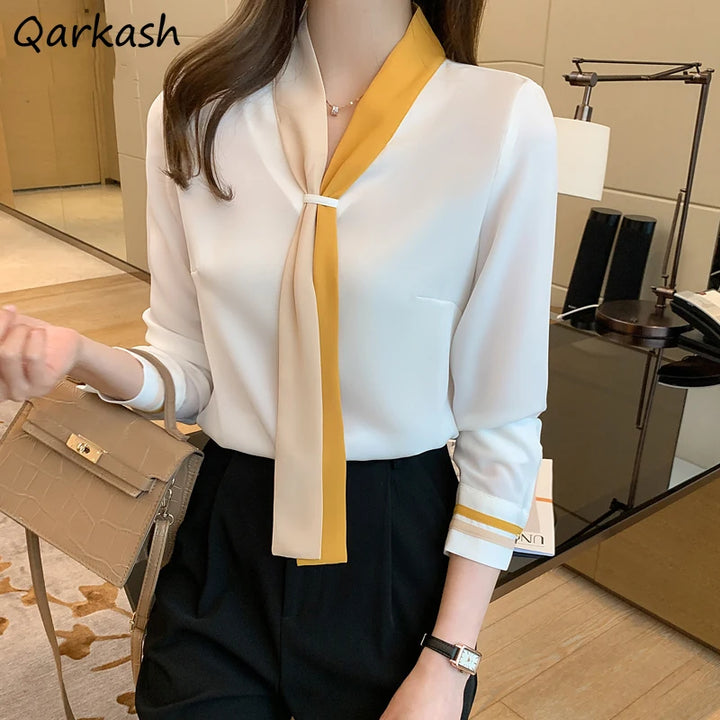 Patchwork Elegant Blouse - Slim Chiffon Business Office Top