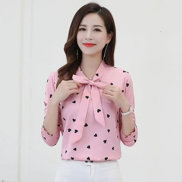 Women's Chiffon Blouse - Long Sleeve Spring Shirt