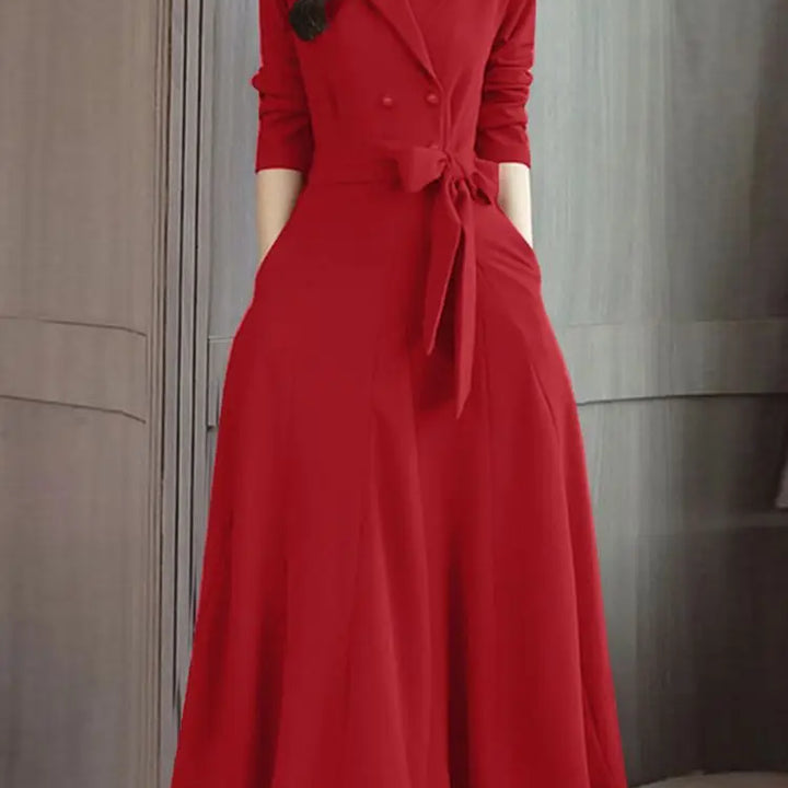 ZANZEA Elegant Maxi Shirt Dress - Suit Collar A-Line Bandage Party Outfit