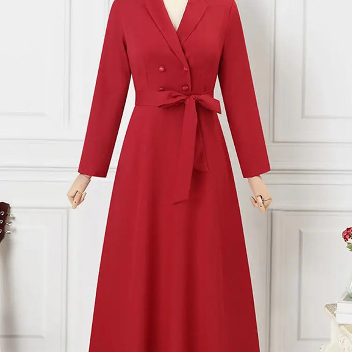 ZANZEA Elegant Maxi Shirt Dress - Suit Collar A-Line Bandage Party Outfit