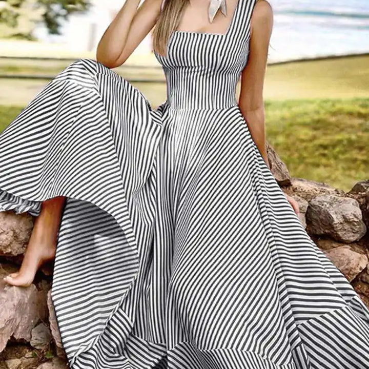 ZANZEA Bohemian Striped Maxi Dress - Elegant Sleeveless Summer Sundress