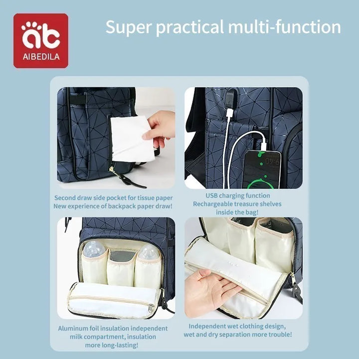 AIBEDILA Waterproof Mommy Bag – Large Capacity & Stylish Backpack