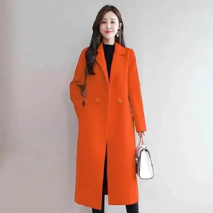 Women's Loose-Fit Woolen Overcoat – Medium-Length Korean Style