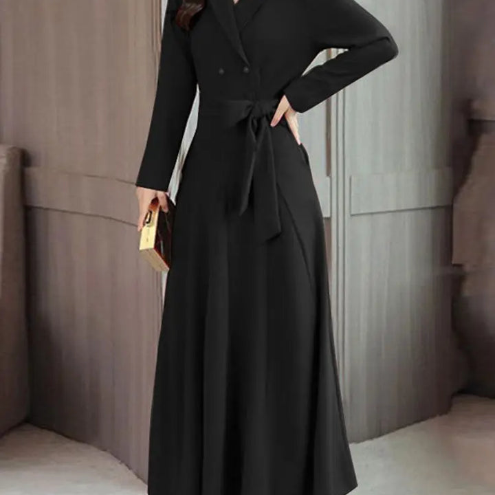 ZANZEA Elegant Maxi Shirt Dress - Suit Collar A-Line Bandage Party Outfit