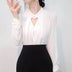 olid Chiffon Blouse - Slim Long Sleeve Hollow Sexy Spring Summer Top