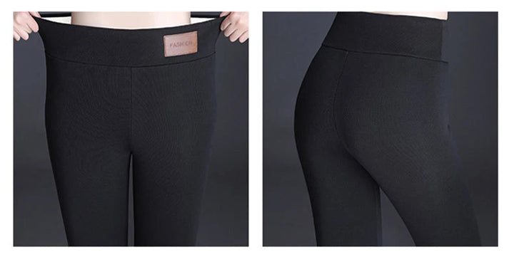 Women's Winter Fleece Pants – High Waist, Thermal, Slim Black Velvet Leggings