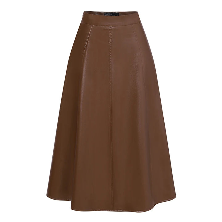 ZANZEA Women's High-Waisted PU Leather Midi Skirt – Elegant Office Style