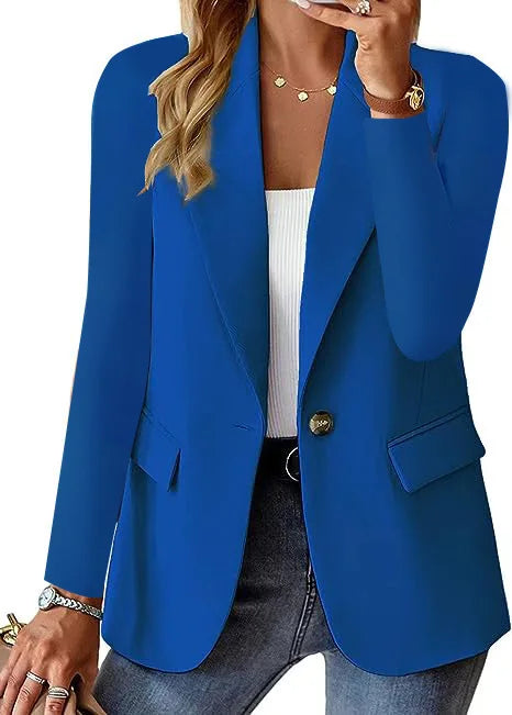 Women's Long Sleeve Down Coat – Spring/Autumn Blazer Style Cardigan