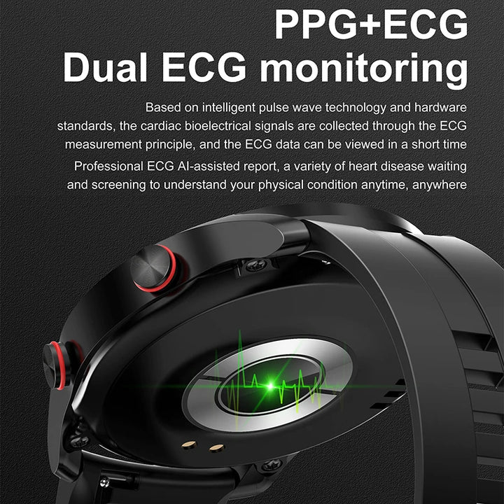 Men's ECG+PPG Smartwatch – Bluetooth Calls, Health Monitoring, Waterproof, Fitness Tracker