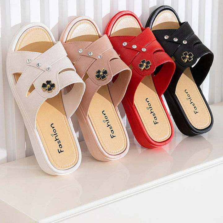 Women's Wedge Heel Summer Slippers with Thick Sole