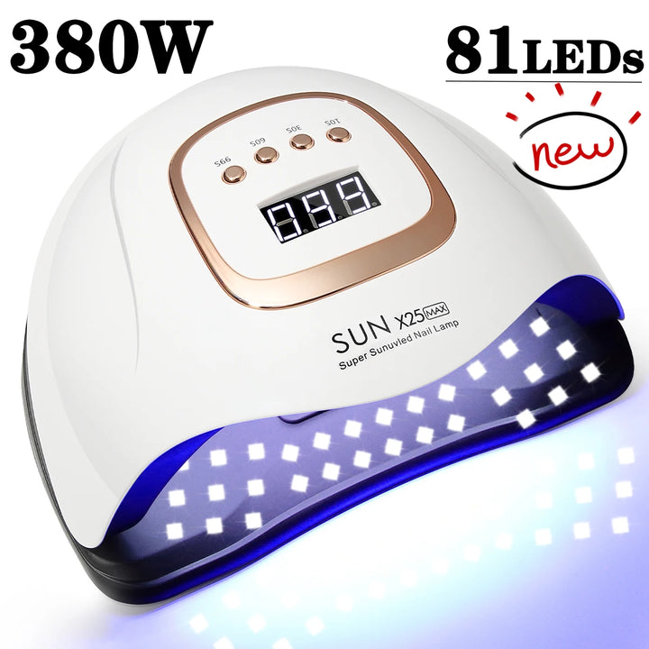 LED Nail Lamp 380W – Fast Gel Nail Curing, 81 LEDs, 4 Timers, Professional UV Light