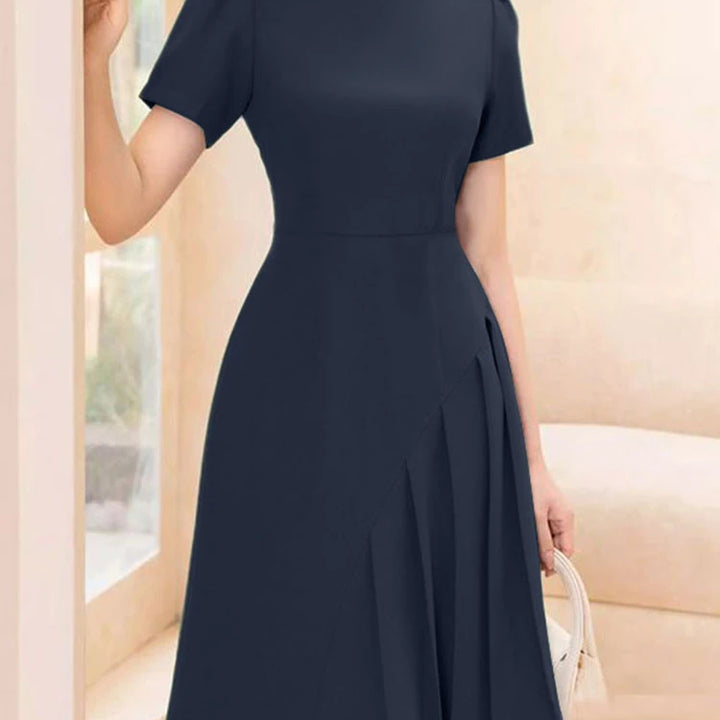 ZANZEA Elegant Summer Work Dress - Short Sleeve Pleated A-Line Sundress