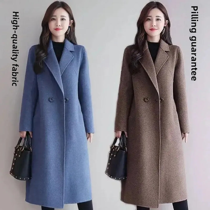 Women's Loose-Fit Woolen Overcoat – Medium-Length Korean Style