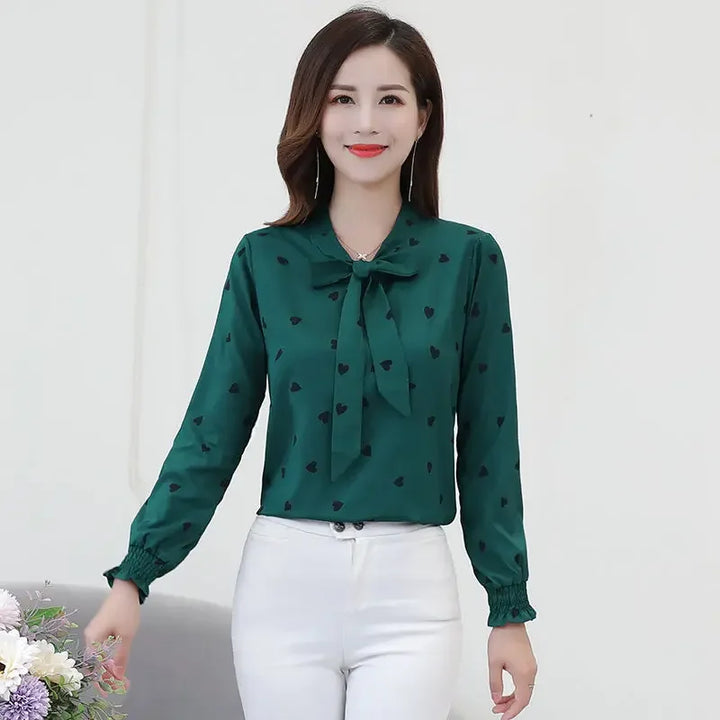 Women's Chiffon Blouse - Long Sleeve Spring Shirt