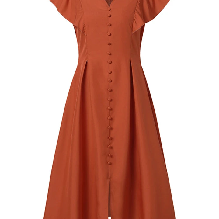 ZANZEA Elegant V-Neck Pleated Dress - Short Sleeve Mid-Calf Summer Kaftan