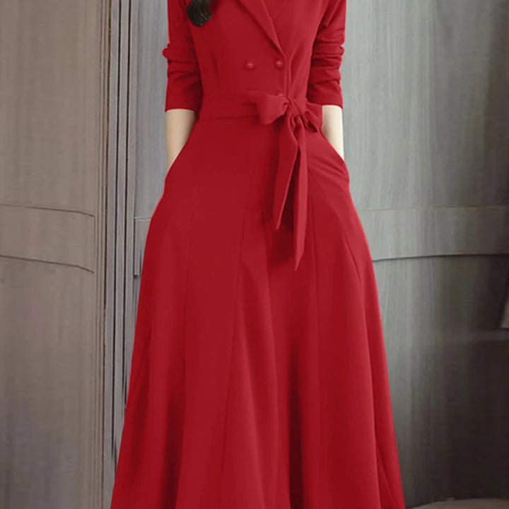 ZANZEA Elegant Maxi Shirt Dress - Suit Collar A-Line Bandage Party Outfit