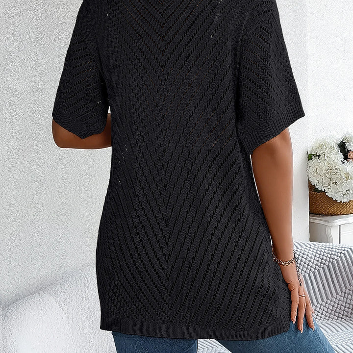 Casual Solid Color Short Sleeve Hollow Out Knitted Cardigans