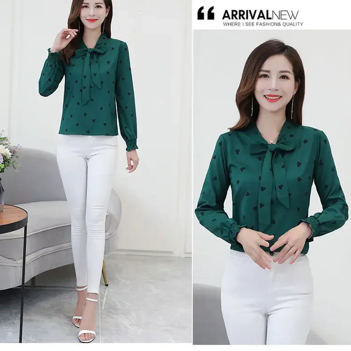 Women's Chiffon Blouse - Long Sleeve Spring Shirt