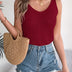 Solid Hollow Out V-neck vest,Vacation Sleeveless Knitted vest