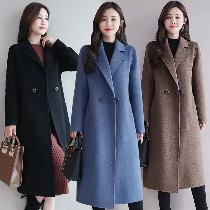 Women's Loose-Fit Woolen Overcoat – Medium-Length Korean Style