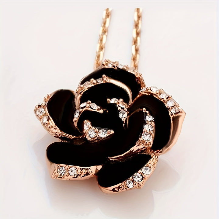 Earrings, Necklace, & Ring Chic Jewelry Set 14k Gold Plated Sparkling Flower Design Match Daily Outfits Party Accessories