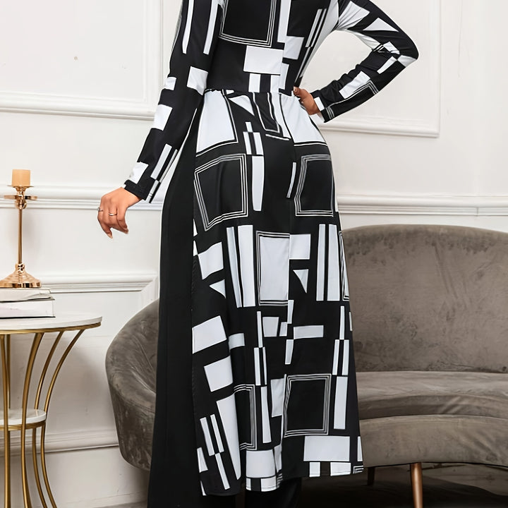 [Elegant Specialty] Women's Fashion Printed Striped Wide Leg Jumpsuit