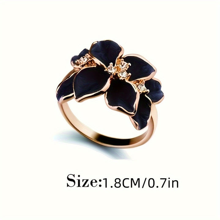 Earrings, Necklace, & Ring Chic Jewelry Set 14k Gold Plated Sparkling Flower Design Match Daily Outfits Party Accessories