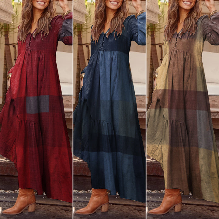 ZANZEA Bohemian Cotton Linen Maxi Dress - V-Neck Pleated Casual Kaftan